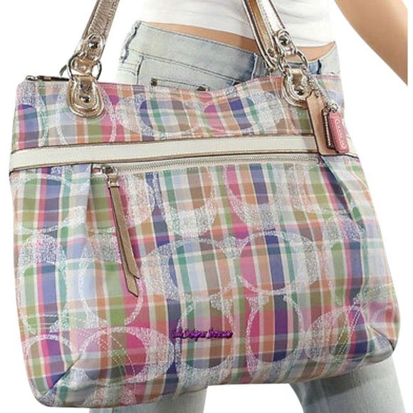 New Rare Poppy Daisy Madras Glam Tote - Picture 5 of 11